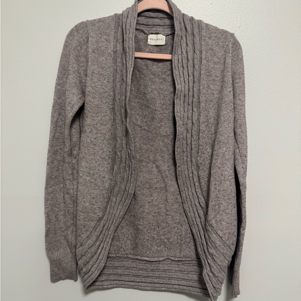 Dreamers Rounded Hem Brown Cardigan